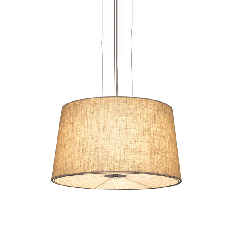 Modern Truncated Cone Ceiling Chandelier Fabric 5-Bulb Dinette Hanging Light with Incurvated Diffuser in Flaxen