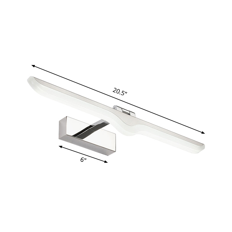 Luz de tocador de acrílico lineal estilo moderno 16.5 "/20.5" W LED Níquel Lámpara de apliques de pared en luz cálida/blanca