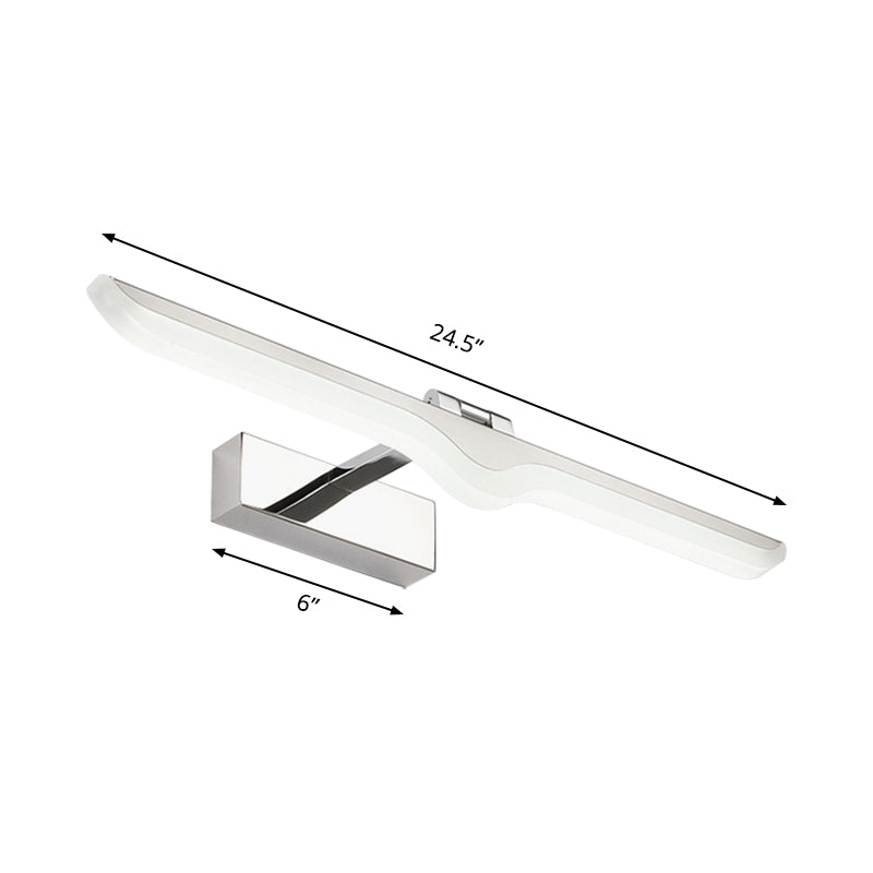 Luz de tocador de acrílico lineal estilo moderno 16.5 "/20.5" W LED Níquel Lámpara de apliques de pared en luz cálida/blanca