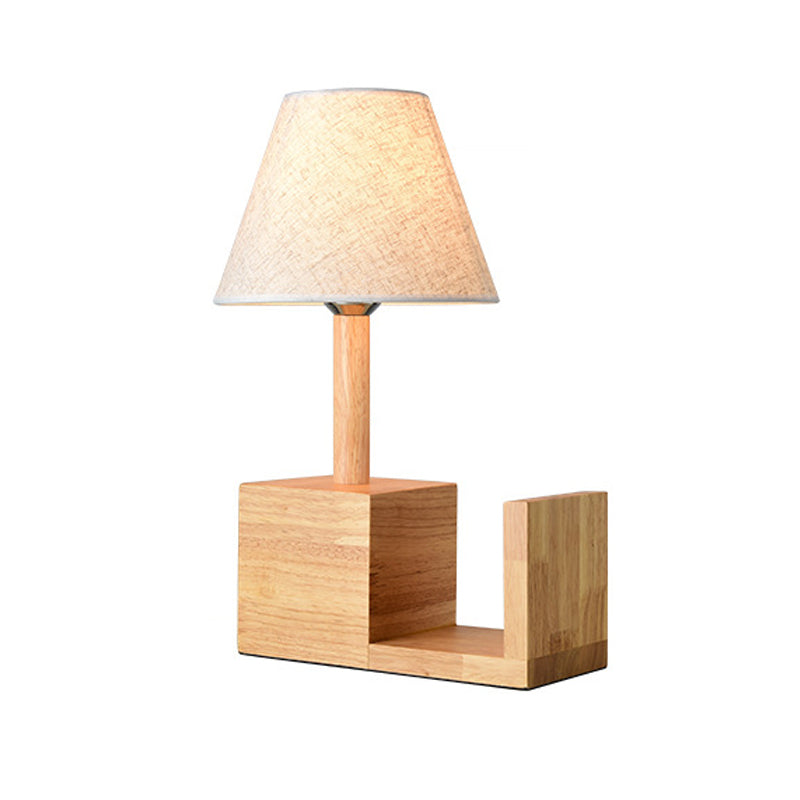 Moderne Empire Shade Stofftisch Leuchte 1 Glühbirnen -Nachttisch -Lampe mit Bücherregal Design in Beige