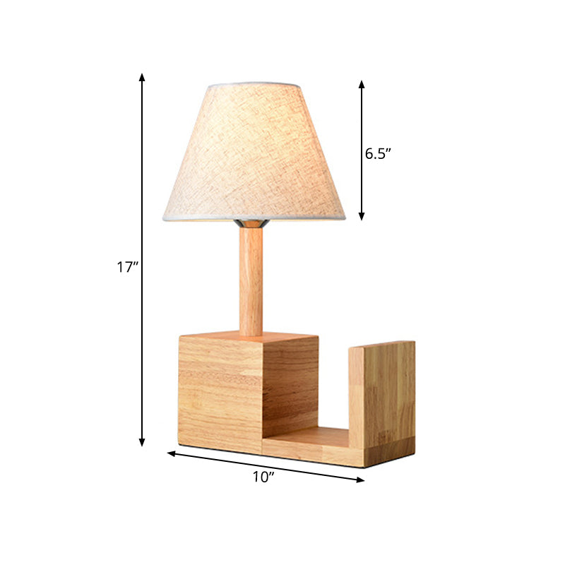 Moderne Empire Shade Stofftisch Leuchte 1 Glühbirnen -Nachttisch -Lampe mit Bücherregal Design in Beige