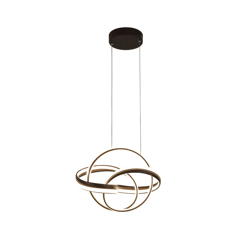 Modern Cycle Acrylic Drop Lamp Integrated LED Chandelier Light Fixture in White/Coffee over Table