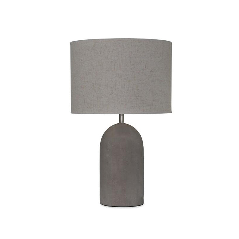 Half Capsule Cement Table Lighting Modern Single Grey Night Lamp with Drum Fabric Lampshade