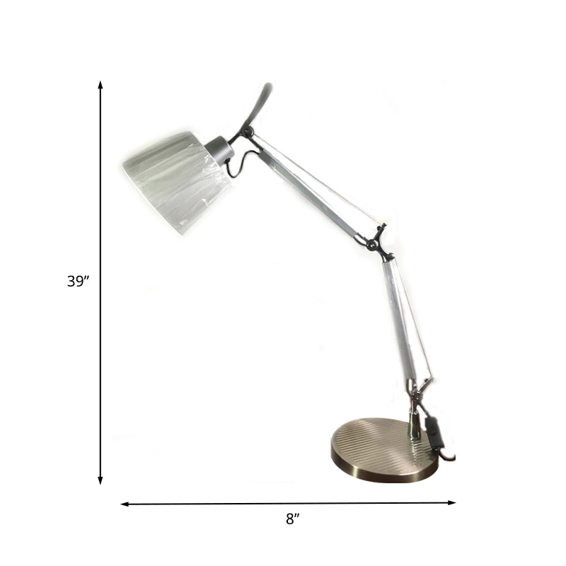 Verkürzter Kegelfalten-Stoff-Task Light Moderne 1 Kopf Chrom Schreibtischlampe mit 2-Gelenkschwingarm