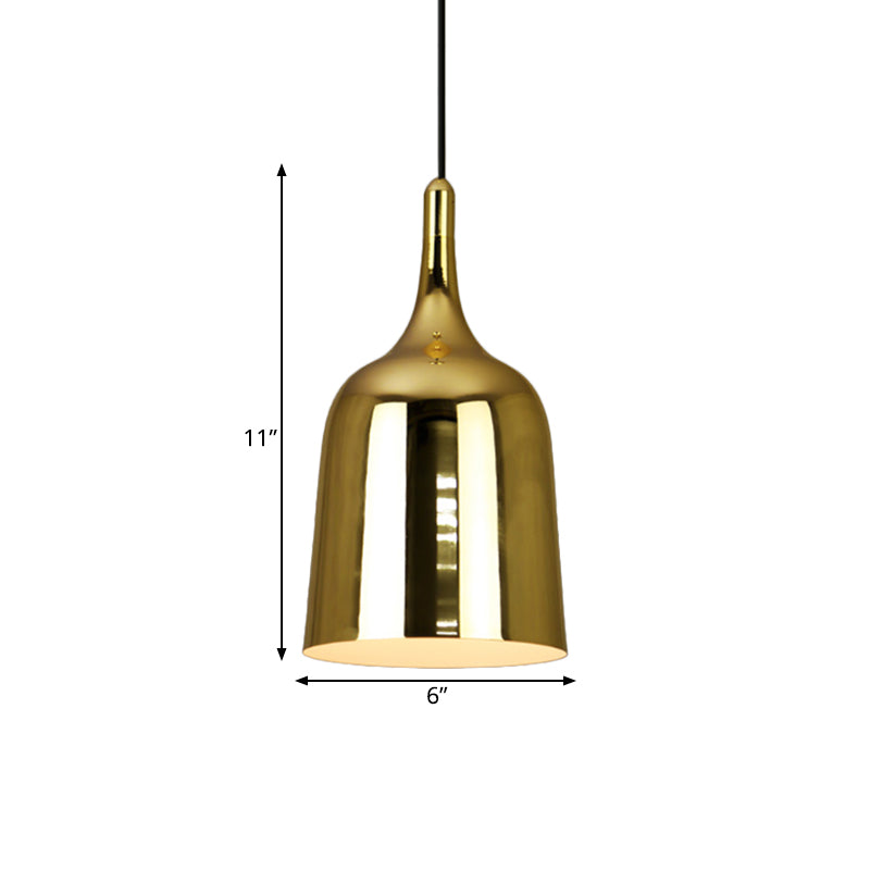 Bell Living Room Hanging Light Style industriel Iron 1-Bulb Gol Finition Finition Plafond Suspension Lampe