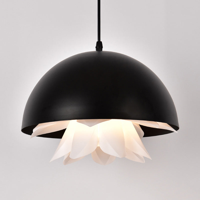 Warehouse Jellyfish Hanging Pendant Light 1-Bulb Iron Ceiling Suspension Lamp in Black/White/Gold for Kitchen