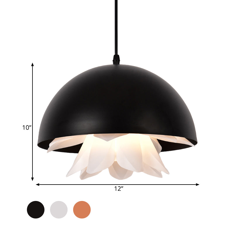 Warehouse Jellyfish Hanging Pendant Light 1-Bulb Iron Ceiling Suspension Lamp in Black/White/Gold for Kitchen