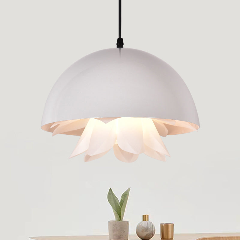 Warehouse Jellyfish Hanging Pendant Light 1-Bulb Iron Ceiling Suspension Lamp in Black/White/Gold for Kitchen