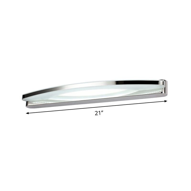 Luz de tocador arqueado cromado Luz modernista de acero inoxidable 21 "/27.5" L LED Pared Spl Donce en luz cálida/blanca con difusor acrílico