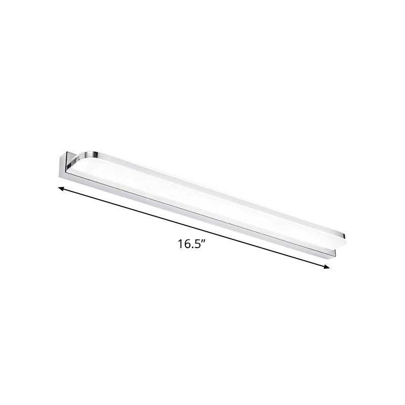 Luz de tocador de pared rectangular Luz de acero inoxidable simple CROME 16.5 "/20.5" /24.5 "L LED Flexure con esquina redondeada, luz cálida/blanca