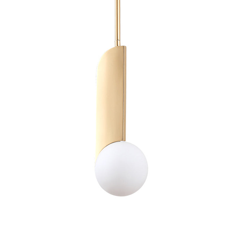 Colonial Spherical Ceiling Pendant Light 1 Bulb Ivory Glass Suspension Lighting in Gold for Living Room