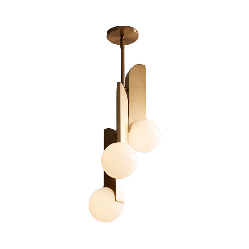 3 bollen Global kroonluchter verlichting koloniaal goud opaal matglas hanglamp lampje voor slaapkamer