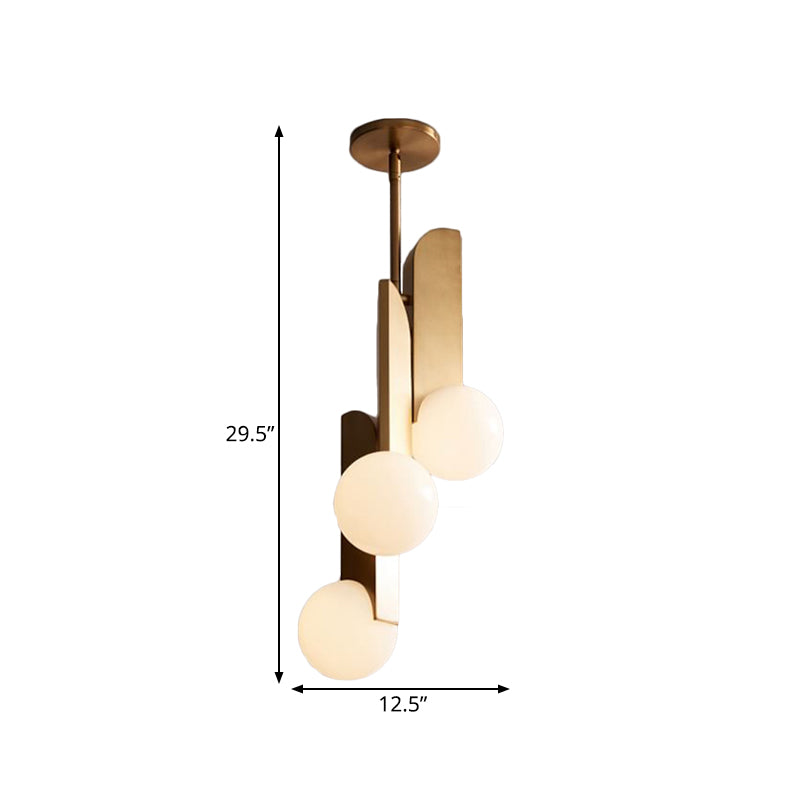 3 bollen Global kroonluchter verlichting koloniaal goud opaal matglas hanglamp lampje voor slaapkamer