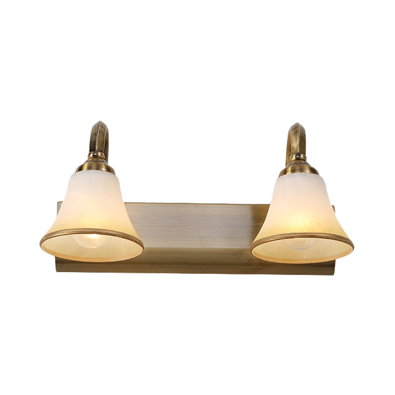 Gold 2/3/4 Bulbs Vanity Sconce Vintage Opal Glass Bell Wall Mounted Lighting with Metal Swooping Arm