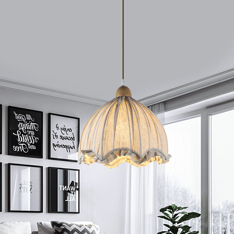 Crema Grey Smeloped Beniloped Manced tradizionale Tessuto tradizionale 1 ristorante Bulb Hanging Lampade, largo 14 "/16"