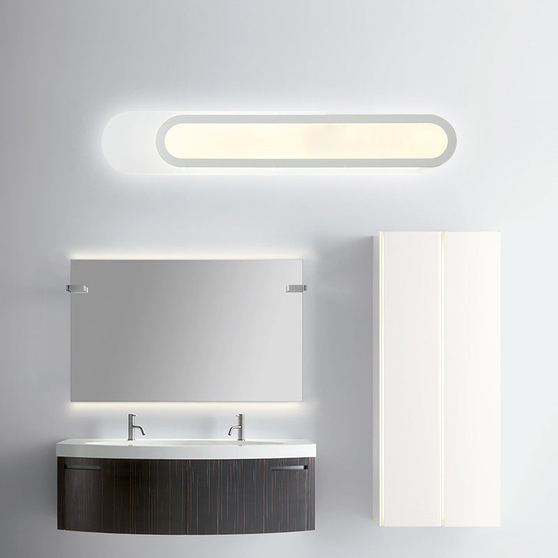 Luz de tocador de baño LED con tono acrílico oblongo apliques de pared blanca en luz cálida/blanca, 12 "/18"/20 "de ancho