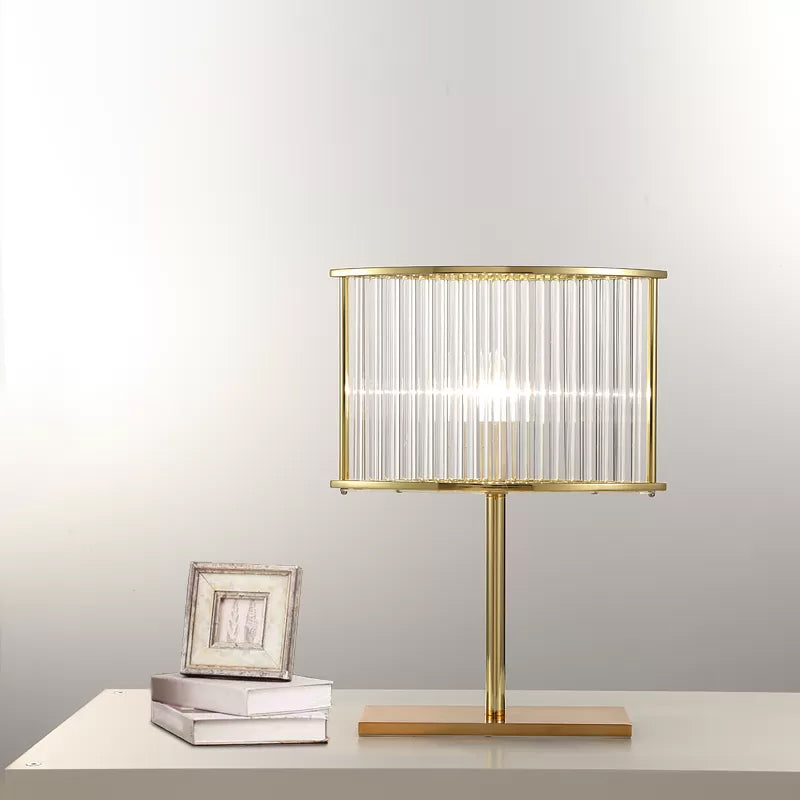 1 Head Oval Nightstand Lamp Contemporary Clear Crystal Bar Desk Light in Gold