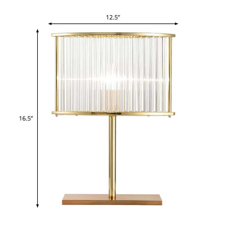 1 Head Oval Nightstand Lamp Contemporary Clear Crystal Bar Desk Light in Gold