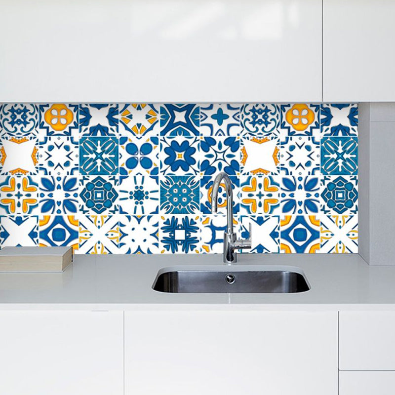 Self Adhesive Moroccan Tile Wallpaper Panels PVC Bohemian Wall Covering for Kitchen