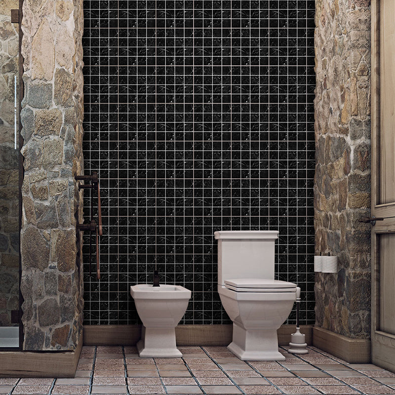 Marble Peel and Stick Wallpaper Panel Modern Black Contemporary Wall Decor for Restroom