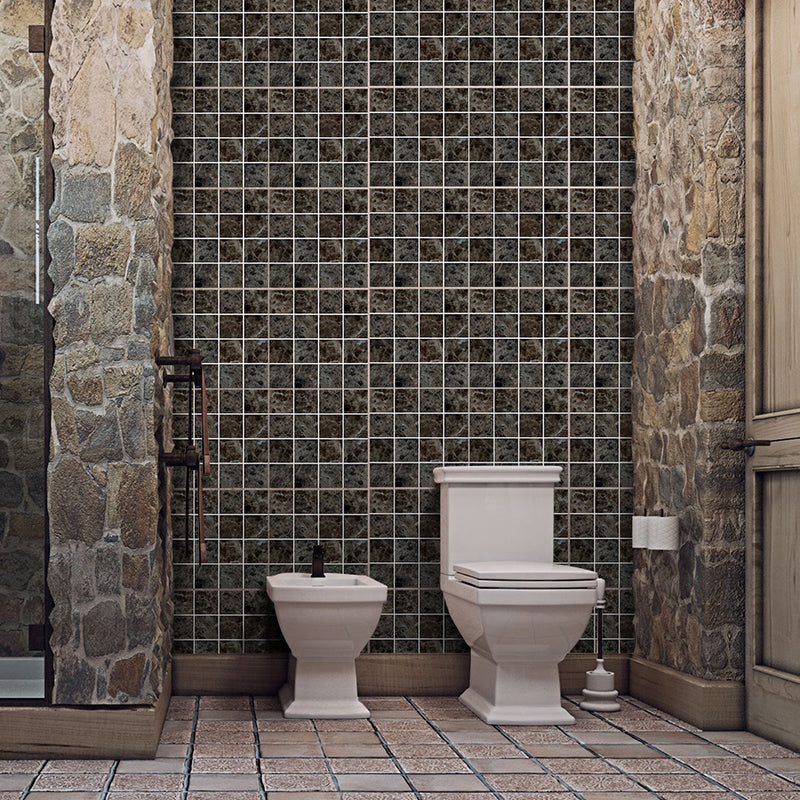 Grey-Black Marble Wallpaper Panel Peel and Paste Modernist Bathroom Wall Art (20 Pieces)