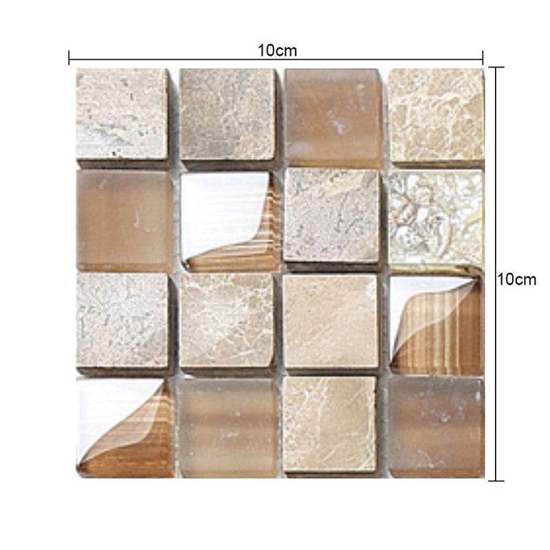 Self-Stick Grid Wallpaper Panel Set Modern PVC Wall Covering, 4' L x 4" W, Brown