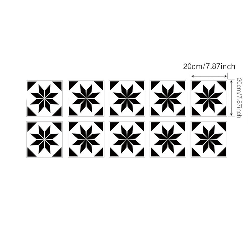 Stick on Floral Wallpaper Panel Set Contemporary Smooth Wall Covering in Black on White