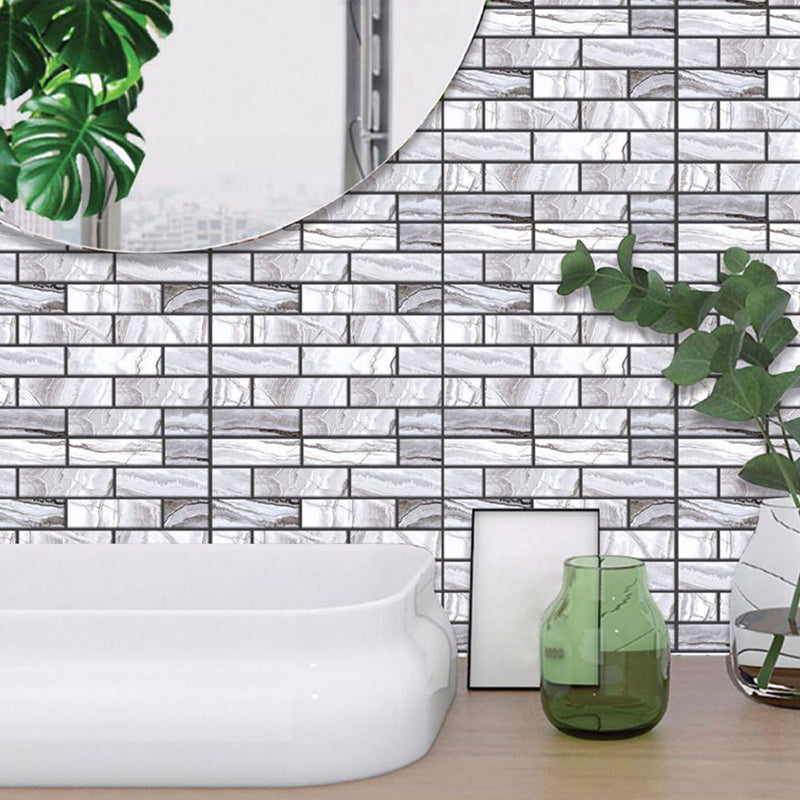 Countryside Brick Peel Wallpaper Panels Grey Marble Tile Wall Covering for Accent Wall