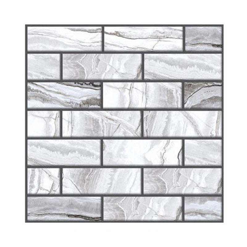 Countryside Brick Peel Wallpaper Panels Grey Marble Tile Wall Covering for Accent Wall