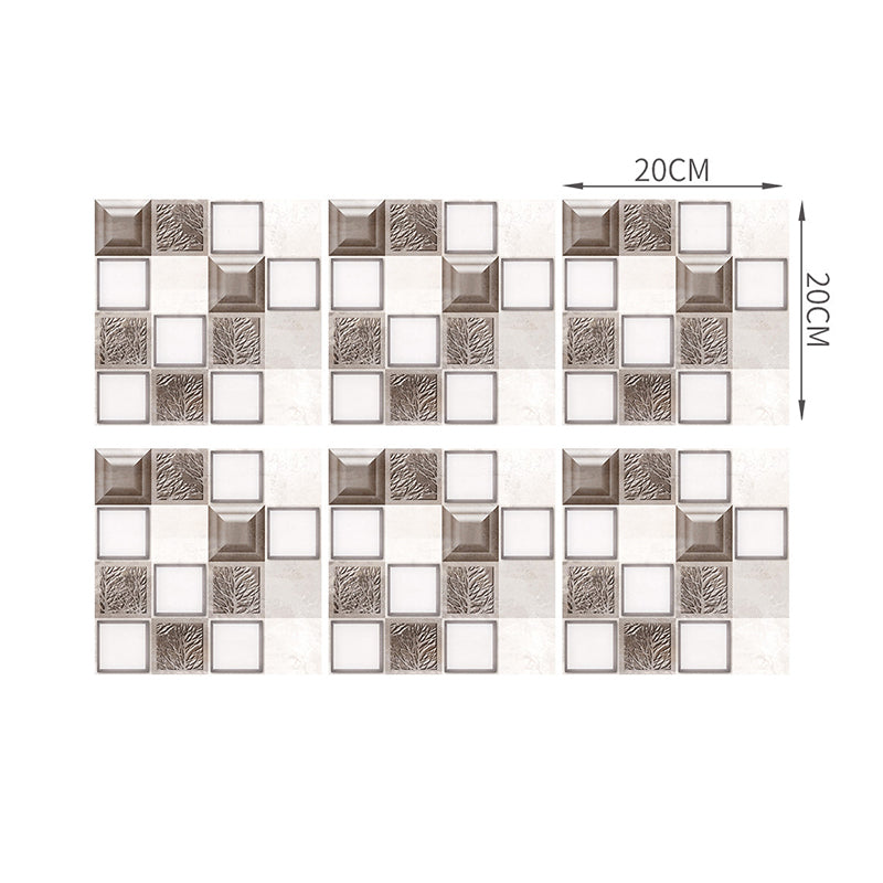 Peel and Paste Tile Wallpaper Panel Contemporary PVC Wall Art in White-Brown, 8' L x 8" W