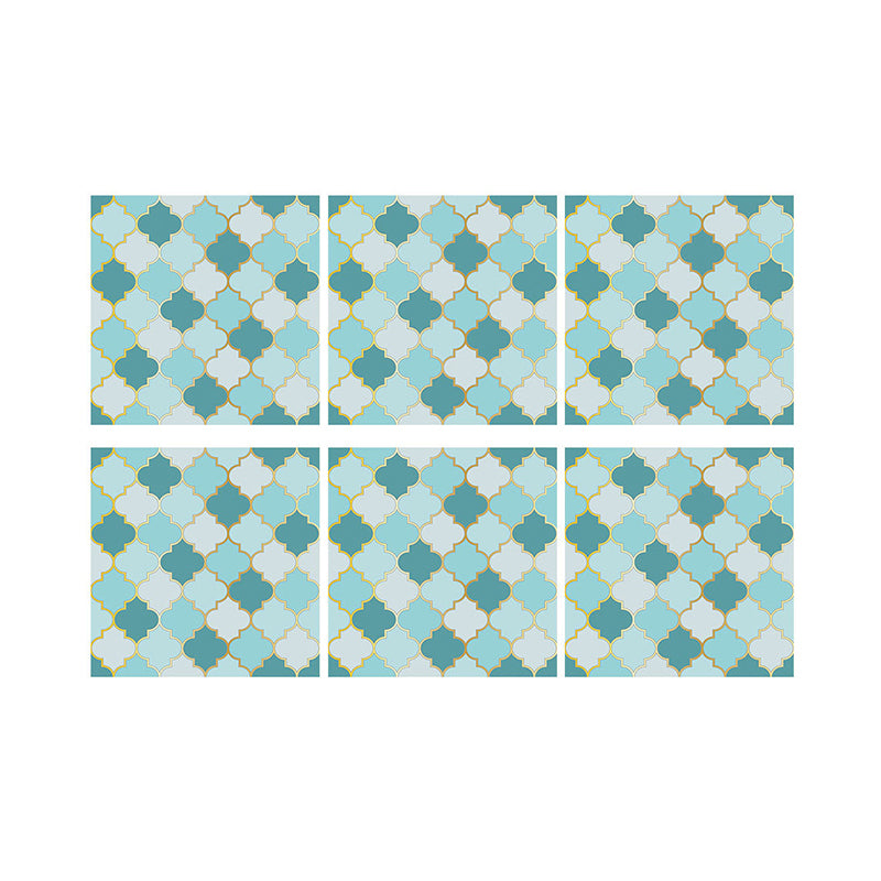 Aqua Quatrefoil Wallpaper Panel Set Peel and Stick Modern Bathroom Wall Decoration