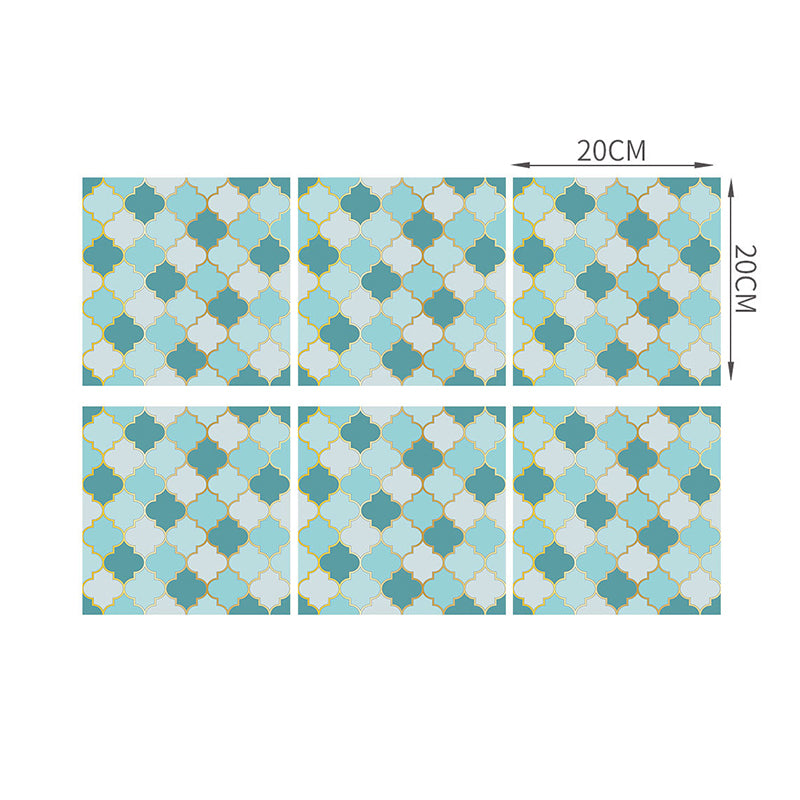 Aqua Quatrefoil Wallpaper Panel Set Peel and Stick Modern Bathroom Wall Decoration