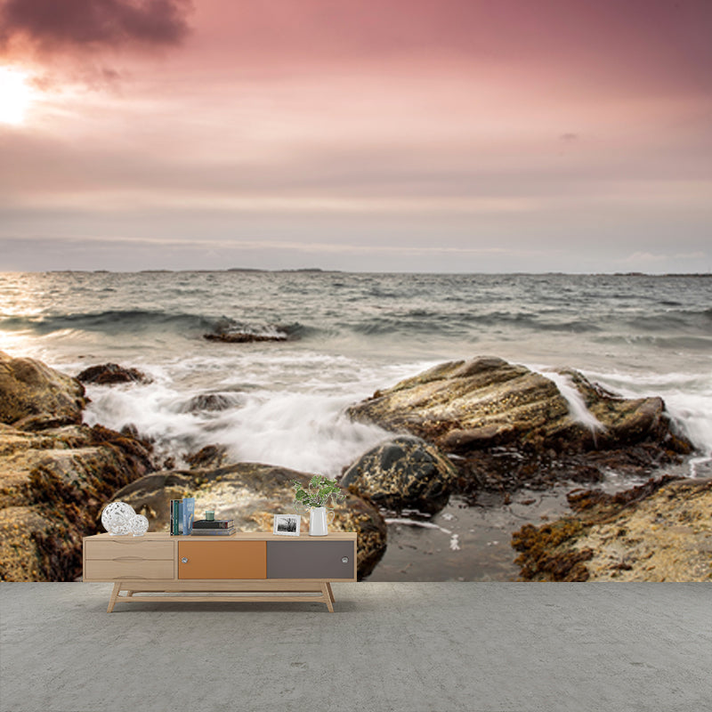 Vast Sea and Rock Mural for Living Room Seascapes Wall Covering, Custom Size Available