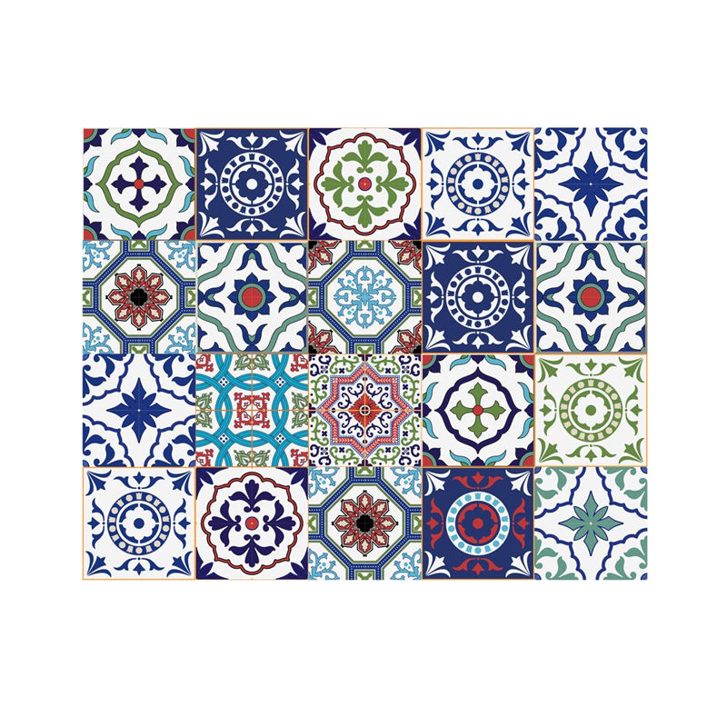 Bohemia Mandala Stick Wallpaper Panel Set for Bathroom 8.6-sq ft Wall Decor in Red-Blue-Green