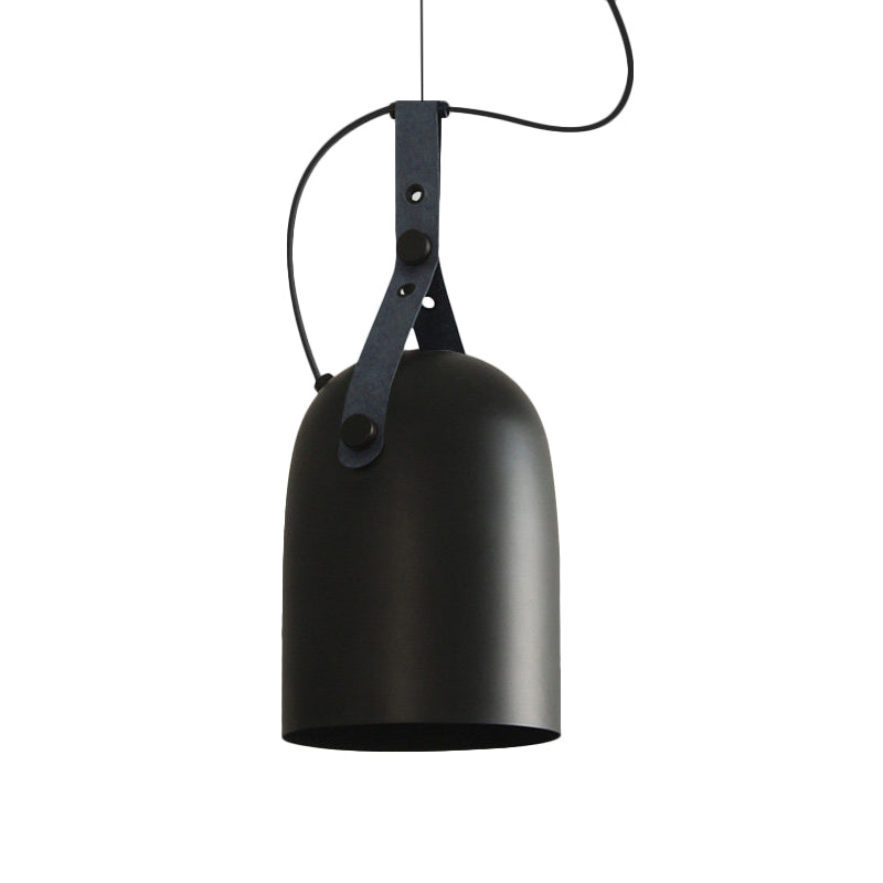 Elongated Dome Kitchen Ceiling Lamp Factory Iron 1 Head Black/Copper/Silver Hanging Light Fixture with Strap Handle