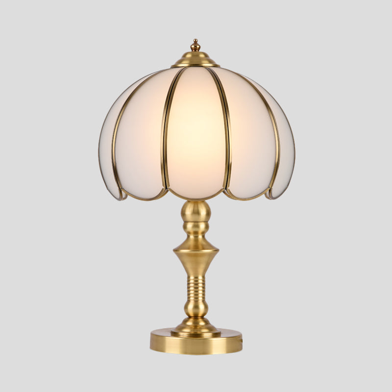 Colonial Gold Table Lamp Scalloped/Flared 1 Light Colonialism Night Lighting with Metal Base for Bedroom