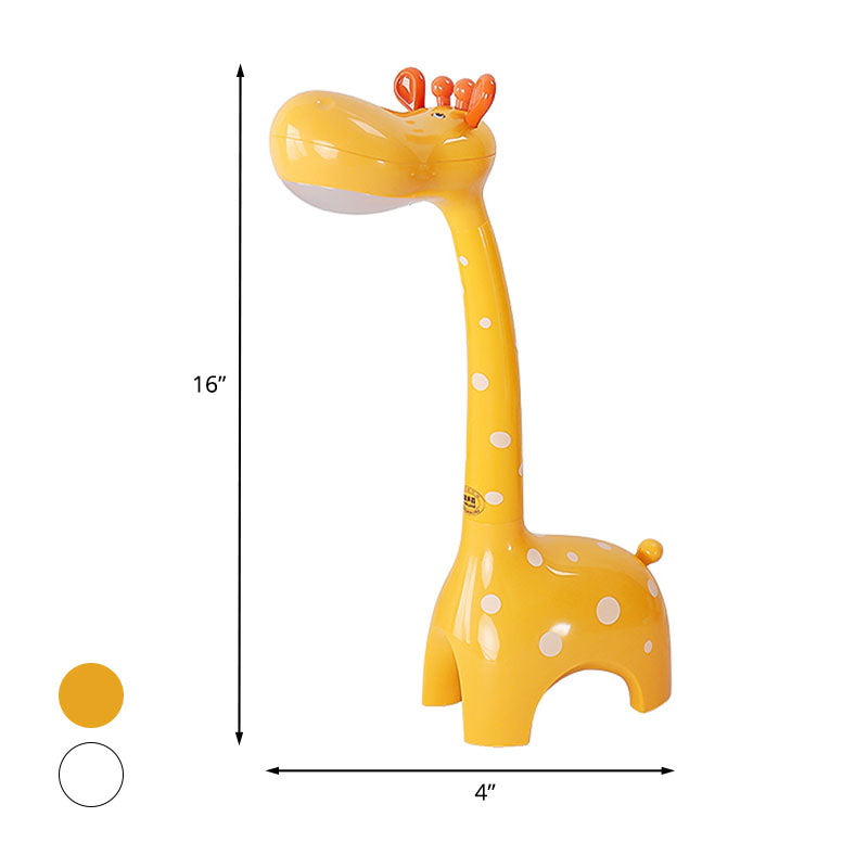 Plastik Giraffe Schreibtisch Lampe Kinder 1-Kopf weiß/gelbe Nachttisch Beleuchtung für Kinder Schlafzimmer