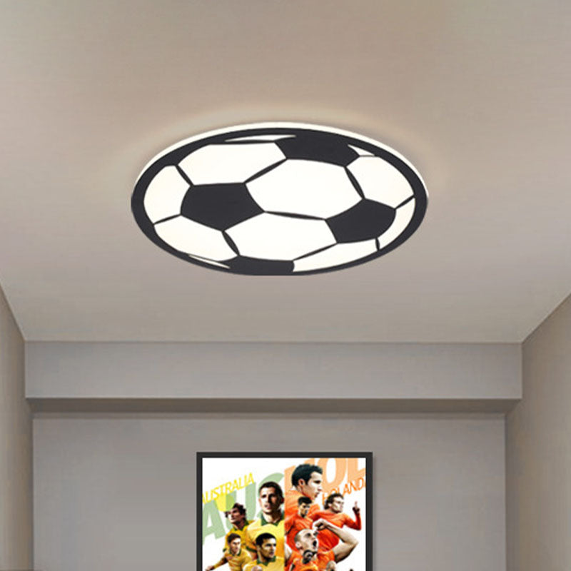 Black/White Football Flush Light Kids LED Acrylic Flush Mount Recessed Lighting for Boys Bedroom