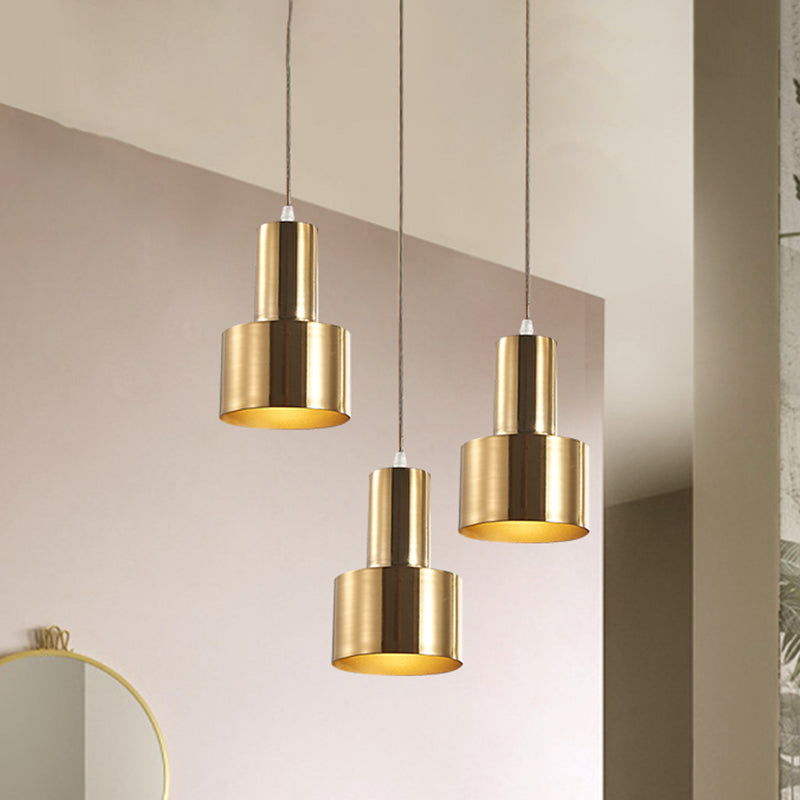 Lampada sospensione in metallo lampada coloniale 3 luci cucina cluster luce a sospensione in oro con baldacchino lineare/rotondo