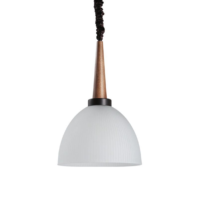 1 bulbe Pendant Light Kit Lodge Dome Shade White Verre Suspension Éclairage pour salle à manger