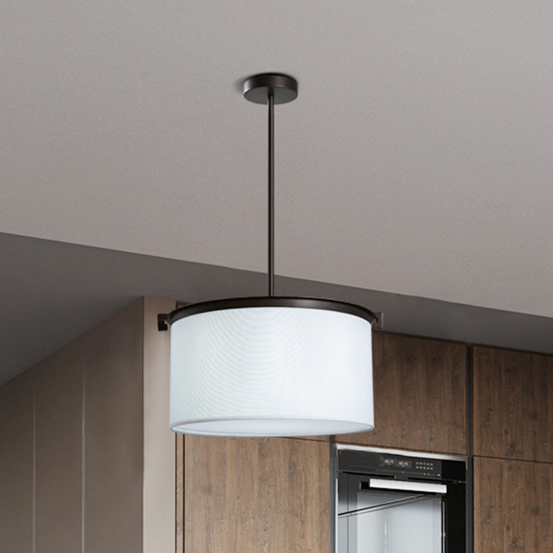 1 tête pendante suspendue lumière vintage tambour de tambour tissu plafond de plafond en blanc pour salle à manger