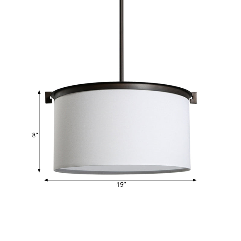 1 tête pendante suspendue lumière vintage tambour de tambour tissu plafond de plafond en blanc pour salle à manger