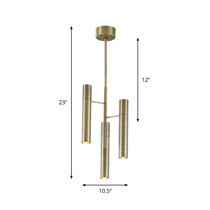 6/10 Heads Hallway Chandelier Lighting with Cylinder Metal Shade Modern Gold Hanging Lamp