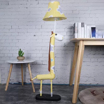 High Animal Dining Room Floor Light Fabric 1 Light Lovely Floor Lamp with Tapered Shade