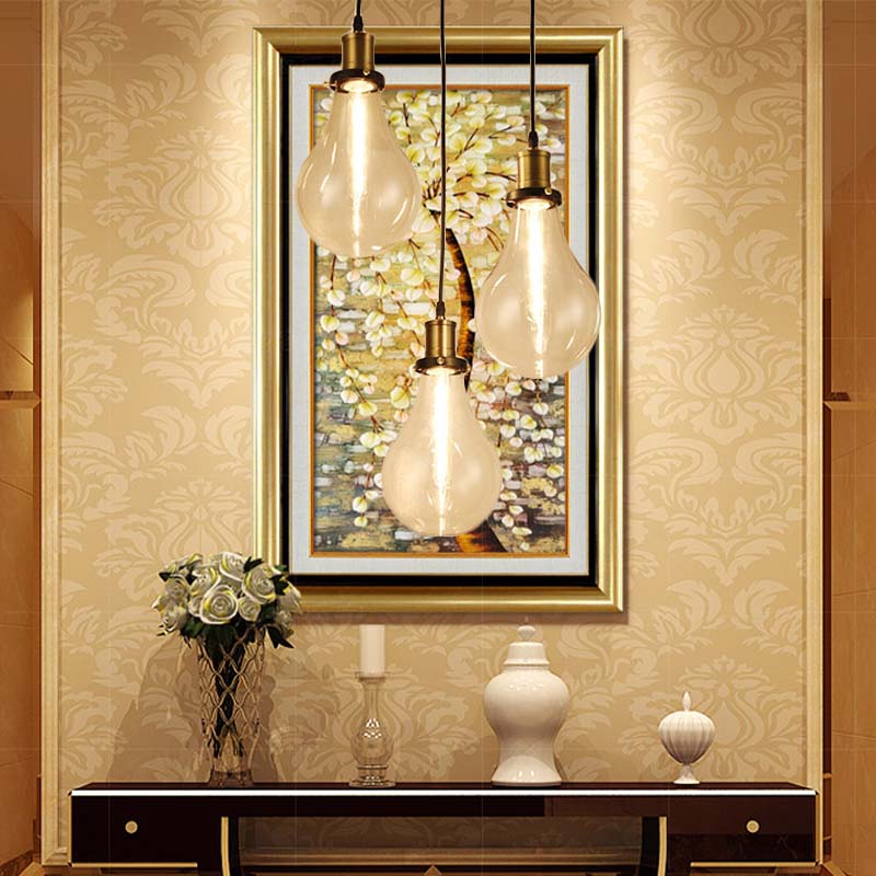 3 luci lampadina a bulbo nudo Multifiling Light Industrial Brass Clear Glass Sinderant Lighting, Round Berty