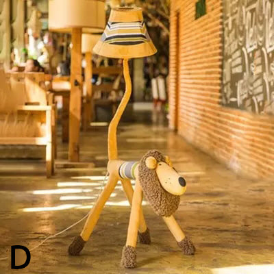 Tessuto lampada da pavimento animale ristorante shop 1 testa moderna luce piatta carina con tonalità trapezoidica