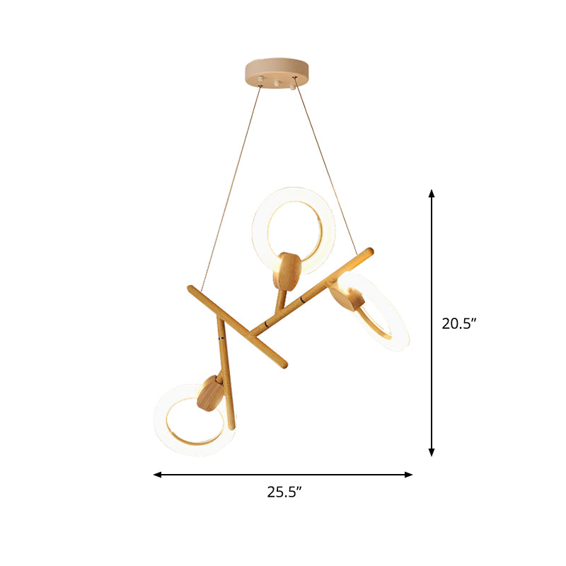 3/5/6 Lichter Küchendecke Licht mit Ast -Acryl -Schatten natürlicher Holzleuchterlampe