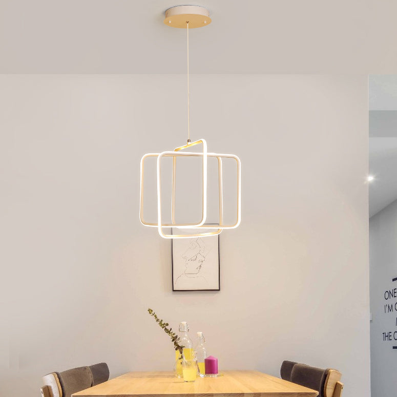 Minimalist Square LED Chandelier Light Acrylic Dining Room Drop Pendant in Warm/White Light