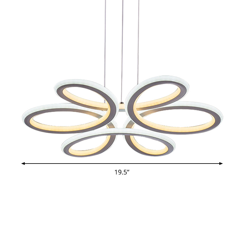 Contemporary Petals Acrylic Chandelier LED Drop Pendant in Warm/White Light for Dining Room