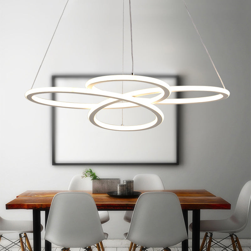 Contemporary Petals Acrylic Chandelier LED Drop Pendant in Warm/White Light for Dining Room